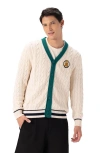 Members Only Cable Knit Cardigan In Pink