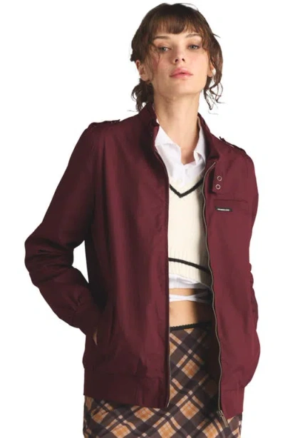 Members Only Washed Satin Boyfriend Jacket In Dark Red