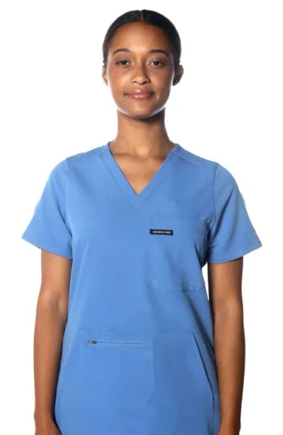 Members Only Cordoba 5-pocket Scrub Top In Ceil Blue