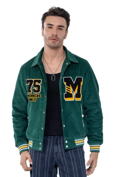 Members Only Corduroy Varsity Jacket In Green
