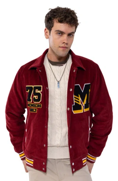 Members Only Corduroy Varsity Jacket In Red