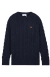Members Only Crew Neck Cable Sweater In Blue