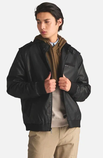 Members Only Faux Leather Iconic Racer Jacket In Black