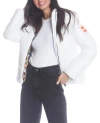 Members Only Hi-shine Chevron Quilt Puffer With Nickelodeon Mashup Print Lining Jacket In White