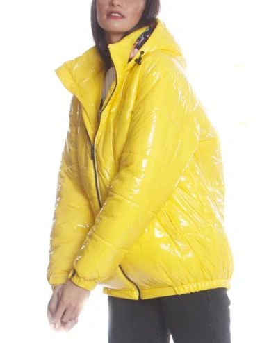 MEMBERS ONLY HI-SHINE CHEVRON QUILT PUFFER WITH NICKELODEON MASHUP PRINT LINING JACKET
