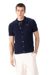Members Only Jc Polo Cable-knit Sweater In Blue