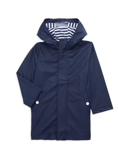 Members Only Babies' Little Boy's Solid Hooded Raincoat In Navy