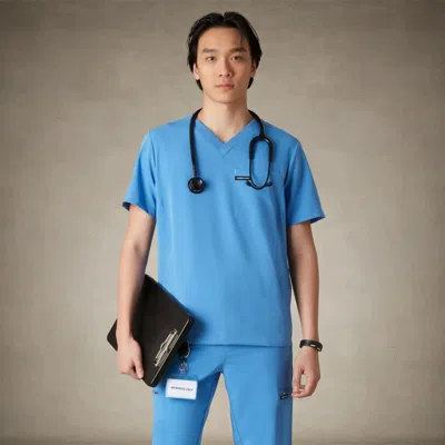 Members Only Manchester 3-pocket Scrub Top For Men In Blue
