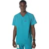 Members Only Manchester 3-pocket Scrub Top In Teal