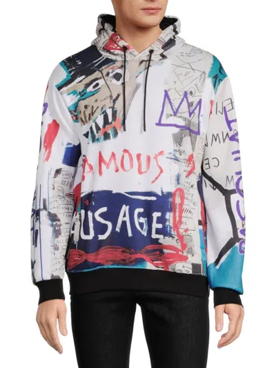 Members Only Men's Basquiat Graphic Hoodie In White