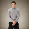 Members Only Men's Crew Neck Cable Sweater In Gray