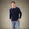Members Only Crew Neck Cable Sweater In Blue