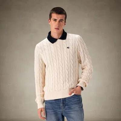 Members Only Men's Crew Neck Cable Sweater In Multi