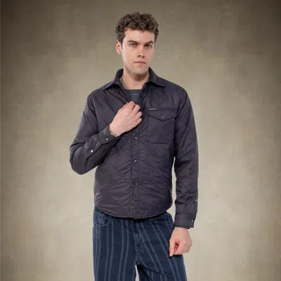 Members Only Men's Quilted Shirt Jacket In Gray