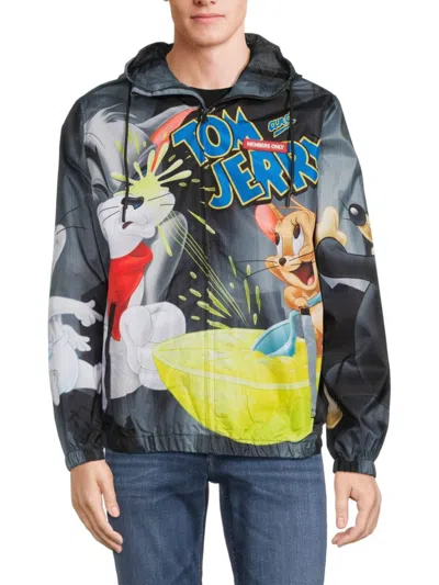 Members Only Men's Tom & Jerry Windbreaker In Black