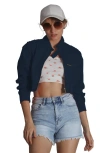 Members Only Mini Cropped Racer Jacket In Blue