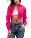 Members Only Mini Cropped Racer Jacket In Hot Pink