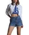 Members Only Mini Cropped Racer Jacket In Blue