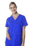 Members Only Palermo 4-pocket Scrub Top In Royal Blue