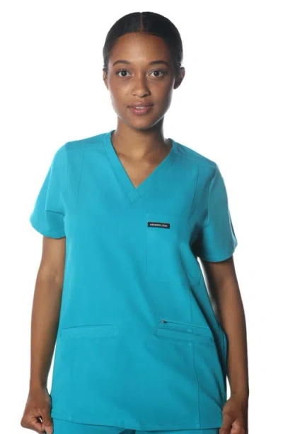 Members Only Palermo 4-pocket Scrub Top In Teal
