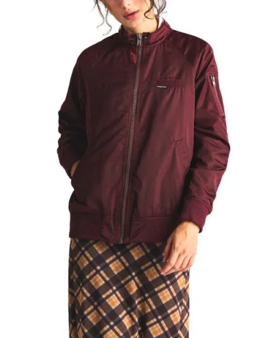 Members Only Satin Bomber Jacket In Burgundy