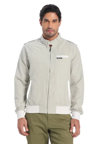 Members Only Seersucker Iconic Racer Jacket In Gray
