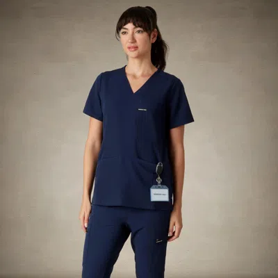 Members Only Siena 5-pocket Scrub Top In Blue