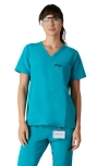 Members Only Siena 5-pocket V-neck Scrub Top In Blue