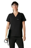 Members Only Siena 5-pocket V-neck Scrub Top In Black