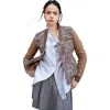 Members Only Updated Tweed Varsity Jacket With Contrast Sleeve In Camel