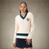 Members Only Women's Cable Knit Cricket Sweater In White