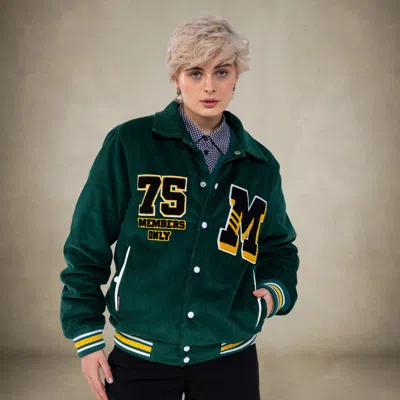 Members Only Women's Corduroy Varsity Jacket In Green
