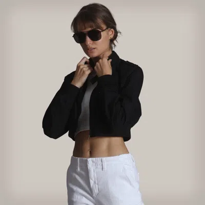 Members Only Women's Mini Cropped Racer Jacket In Black