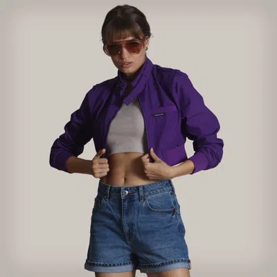 Members Only Women's Mini Cropped Racer Jacket In Purple