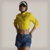 Members Only Mini Cropped Racer Jacket In Yellow