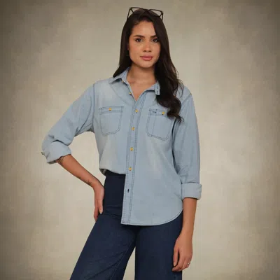 Members Only Women's Oversized Denim Shirt In Blue