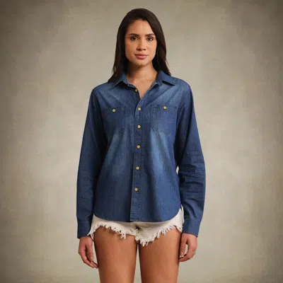 Members Only Women's Oversized Denim Shirt In Blue