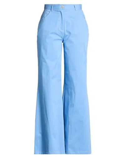 Même By Giab's Woman Pants Azure Size 10 Cotton, Lycra In Blue
