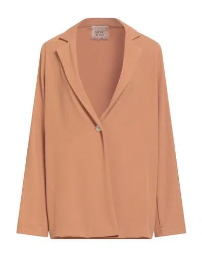 Même Road Woman Blazer Brown Size 6 Polyester, Elastane