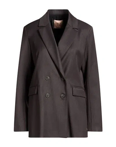 Même Road Woman Blazer Charcoal Size 6 Polyester, Rayon, Elastane In Gray