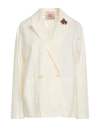 Même Road Woman Blazer Cream Size 6 Cotton In White