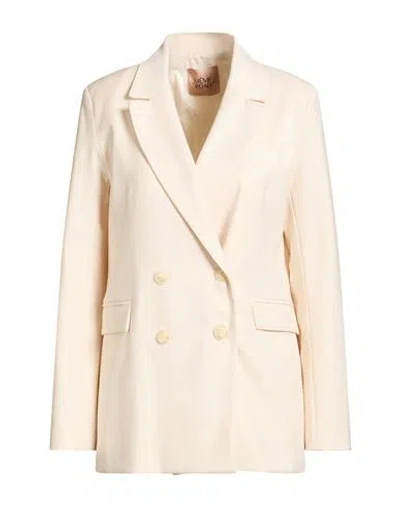 Même Road Woman Blazer Cream Size 6 Polyester, Rayon, Elastane In Neutral