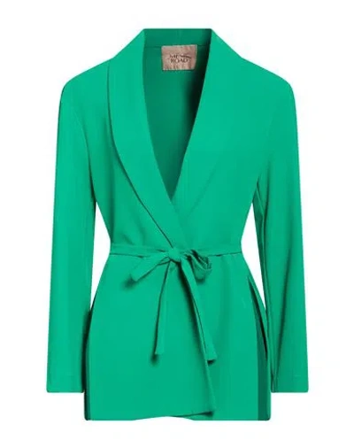 Même Road Woman Blazer Emerald Green Size 10 Polyester, Elastane