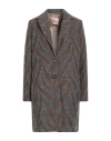 Même Road Woman Coat Grey Size 8 Polyester, Cotton, Wool, Acrylic In Gray