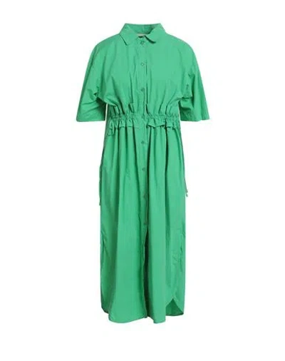 Même Road Woman Midi Dress Green Size 6 Cotton