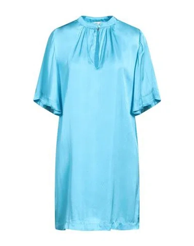 Même Road Woman Mini Dress Bright Blue Size 4 Rayon, Viscose
