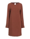 Même Road Woman Mini Dress Brown Size 10 Polyester, Rayon, Elastane