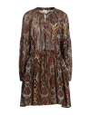 Même Road Woman Mini Dress Khaki Size 8 Viscose In Beige