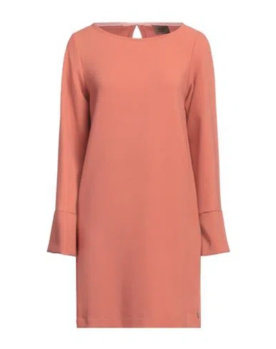 Même Road Woman Mini Dress Salmon Pink Size 4 Polyester, Rayon, Elastane In Brown