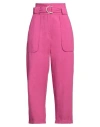 Même Road Woman Pants Fuchsia Size 8 Viscose, Linen In Pink